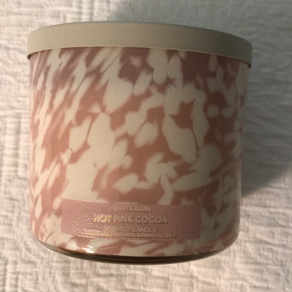 New White Barn Hot Pink Cocoa 3 Wick Candle Chocolate Vanilla Raspberry - Picture 5 of 9